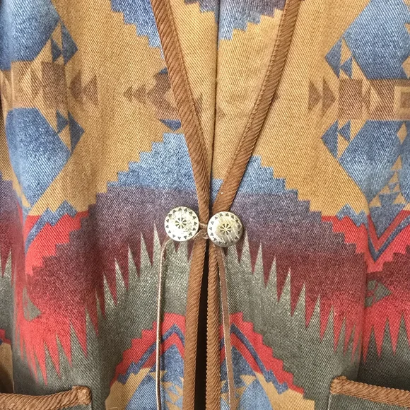Jones New York Vintage Aztec Barn Coat Rodeo Western Cowgirl Blazer Size SP - Picture 4 of 11
